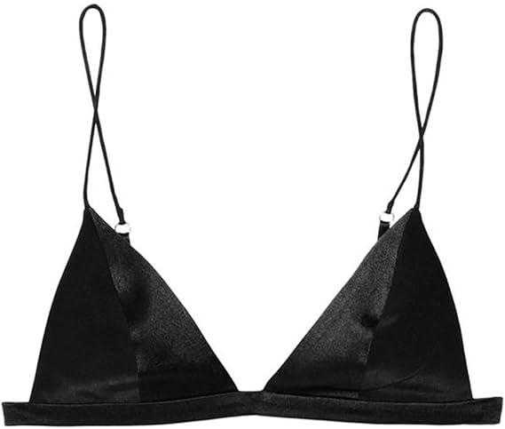 Women's Silk Satin Triangle Bralette Wire-Free Soft Cup Bra
