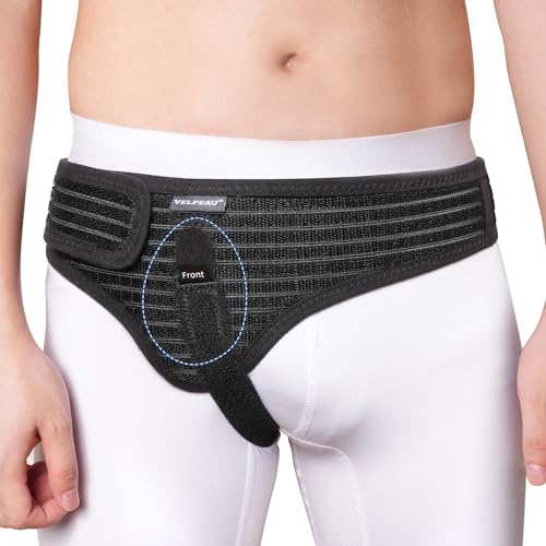 Velpeau Hernia Belt for Men and Women, Fits Left or Right Side, Inguinal, Groin Hernia Support Truss Underwear Briefs, Pain Relief Recovery Adjustable Strap with Removable Compression Pad Black, L