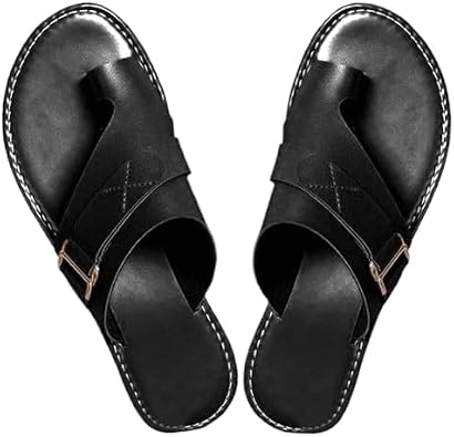 Lightweight Orthopedic Sandals Made Of Premium Leather, Flat Leather Sandals for Women Open Toe Ring Loop Strap