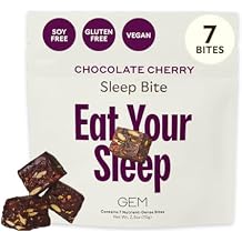 GEM Sleep Aid, Nighttime Bite, 7 Pack, Melatonin Free, L-Theanine, Magnesium, Valerian Root Extract | Vegan and Gluten Free | Earthy Chocolate Cherry, Trial Size