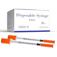 0.5ml Syringes with 30G 5/16 Inch Cap,U-100 5/16" 8mm Disposable Lab Syringe for Scientific,Individually Wrapped, Pack of 100