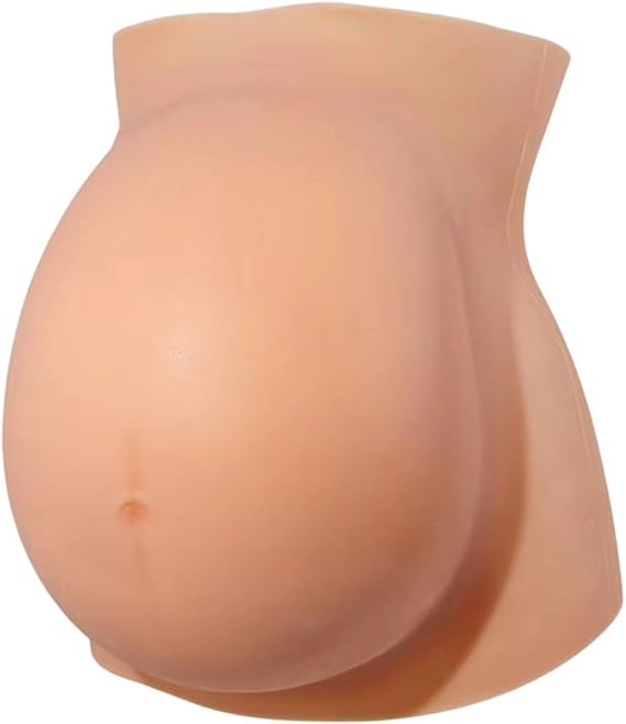 Fake Pregnant Belly Silicone Artificial Baby Bump, Realistic False Pregnancy Belly Costume, 6-10 Months for Film Props Party Cosplay
