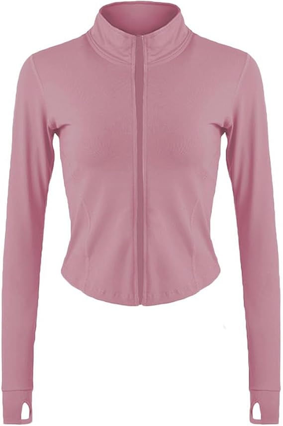 Lviefent Womens Lightweight Full Zip Running Track Jacket Workout Slim Fit Yoga Sportwear with Thumb Holes