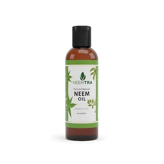 Natural and Pure Neem Oil, Cold Pressed, Undiluted, for Garden and Plants, Shampoo, Lotion and Hair Oil, 4 fl Oz