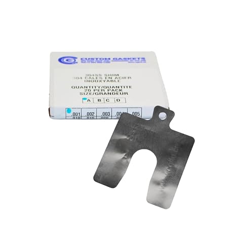 CGLTD Stainless Steel Slotted Shim Replacement Pack, Size A, 2" x 2" (Pack of 20 shims) (20, 0.001")