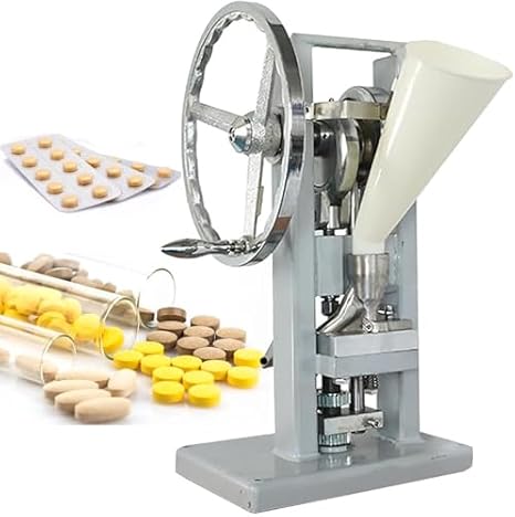 Manual Tablet Press Machine for Pill Stamping, Adjustable Thickness, Ideal for Western and Traditional Medicine