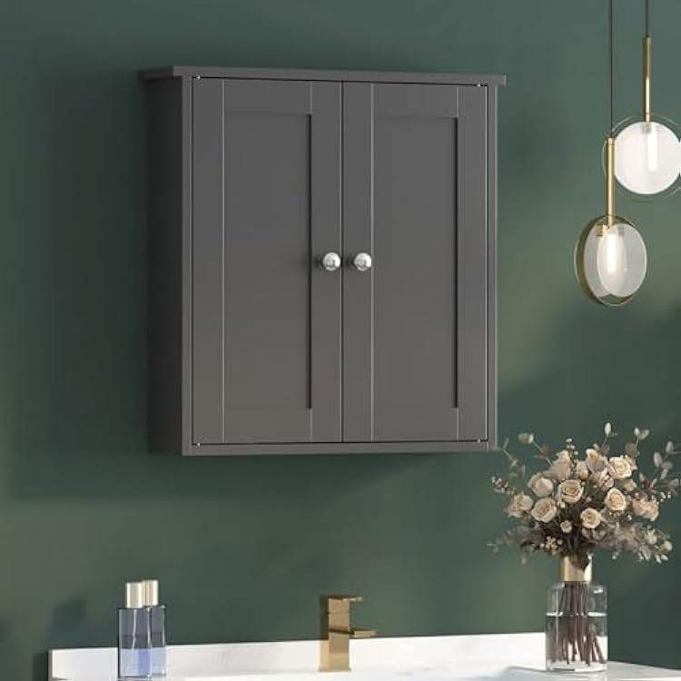 Black Bathroom Wall Cabinet,Medicine Cabinet Over Toilet,Bathroom Cabinet Wall Mounted with Shelves,Surface Mount Medicine Cabinet for Laundry Room,Kitchen,Storage Cabinet 22x23