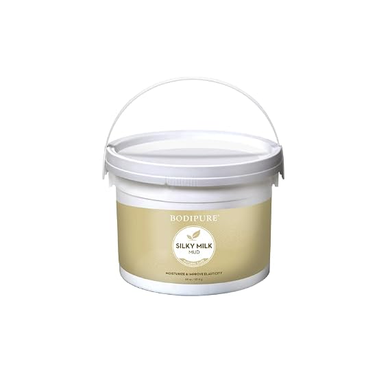 BODIPURE Silky Milk Mud Mask for Body Rich in Essential Milk Proteins, and Vitamins Spa Quality Mud Treatment Moisturizing, and Re-hydrating Dry Skin, 64 Ounce