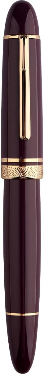 EROFA Majohn P140 Fountain Pen No.8 Medium Nib Brass Piston System Large Capacity Acrylic Writing Pen Purple with Box