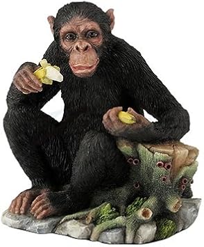 UNICORN STUDIO WU69562AA Chimpanzee Eating Bananas by a Tree Stump Sculpture