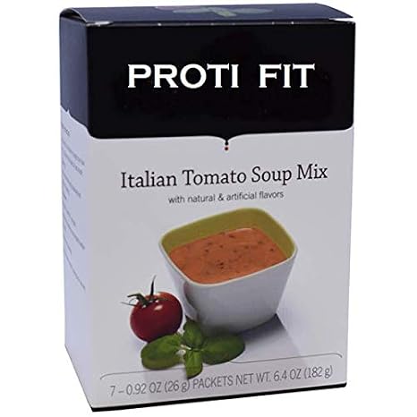 Proti Fit - High Protein Diet Soup - Italian Tomato - 15g Protein - Low Calorie (90 Calories) - Low Carb - Low Sugar - Low Fat - (7/Box) - Appetite Suppressant - For Hunger Control