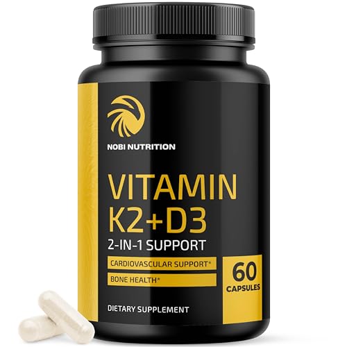 Vitamin D3 K2 5000 IU for Immune System, Strong Bones & Teeth Support | Vit D3 125mcg, Vitamin K2 MK7 100mcg, Calcium 210mg & BioPerine | 3rd-Party Tested, Non-GMO | 60 Capsules 2 Month Supply