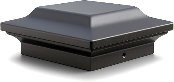Classy Caps 4x4 Aluminum Post Cap - Heavy-Duty Cast Aluminum, Fits 4"x4", 3.5"x3.5", 3.25"x3.25" Posts, Powder Coat Finish, Weather-Resistant (Black)