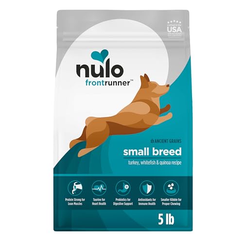 Nulo Frontrunner Dry Dog Food Small Breed - High-Protein Turkey, Whitefish & Quinoa Recipe, Natural Puppy & Adult Dog Food, Small Sized Kibble with Probiotics, Taurine, Omega 3, 5lb Bag