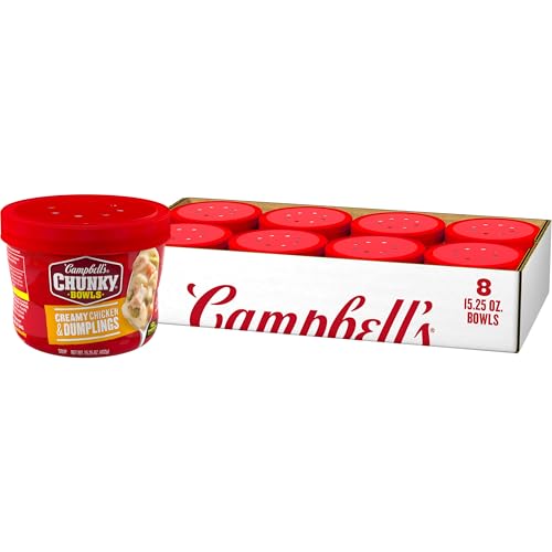 Campbells Chunky Soup, Creamy Chicken and Dumplings Soup, 15.25 oz Microwavable Bowl Case of 8