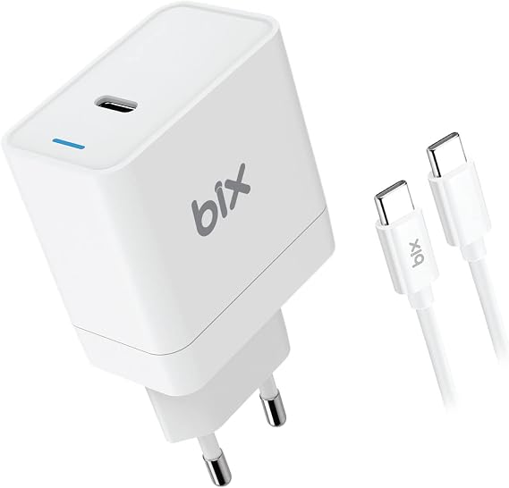 Bix BXUC65FTA 65W PD Macbook Pro/Air Charger with Type-C Input, MacBook Air/Pro 2 Meters Type-C to Type-C Cable with 13/14/15/16 Inch LED Indicator and Compatible with All Type-C Devices