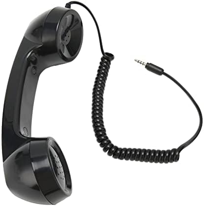 Retro Phone Handset, Vintage Retro 3.5Mm Telephone Handset Cell Phone Receiver, Radiation Proof Handheld Cell Phone Microphone for Mobile Phones Computers (Black)