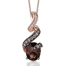LE VIAN 1/4 Carat Vanilla and Chocolate Diamond Ribbon Pendant Necklace for Women - 14k Rose Gold Necklace with Oval Gemstone (G-H/H-I/Brown, SI2-SI3/VS2-SI1, 0.26 cttw) 18 Inch Chain Lobster Claw