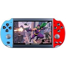 JXD Colorful Retro Video Game Console 4.3 inch Sreen 8GB Built-in 4000 Games Handheld ArcadeGame Console mini Portable Game Device Multiple Simulator MP3 MP4 E-Book Nostalgic Children's Gift(Bluered)