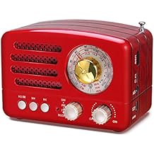 PRUNUS J-160 Retro Vintage AM FM Radio with Bluetooth Speaker, Gifts for Mom, USB/TF Card Playback, Small Transistor Radios Battery Operated, Rechargeable Radio