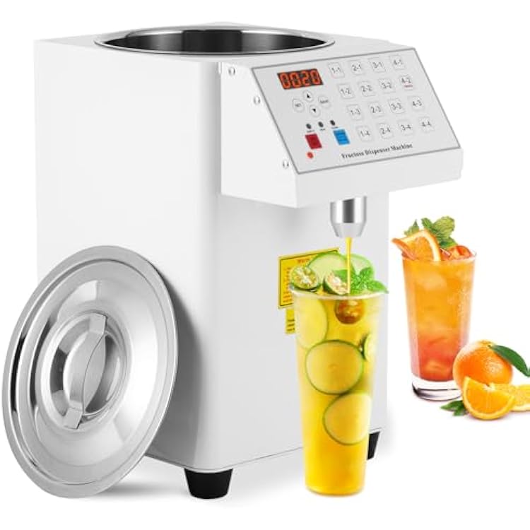 YJINGRUI Automatic Fructose Dispenser Syrup Dispenser 8.5L Fructose Quantitative Machine Stainless Steel Barrel & Aluminum Fructose Outlet 16 Groups 110V