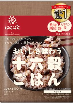 Hakubaku 16 Multigrain mix grains for rice flavoring 180g (30g x 6 portions) Japgokbap . Product of Japan. No.1 Mixed Grains Brand in Japan by Hakubaku. Easy healthy and tasty multigrain rice.