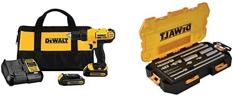DEWALT 20V MAX Cordless Drill/Driver with 15-Piece Drive Tool Accessory Set (DCD771C2 & DWMT73807)