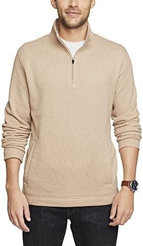 Van Heusen Mens Long Sleeve Spectator Solid 14 Zip Shirt Outerwear, blue thunder, X-Large