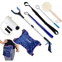 Nourislif 7pcs Hip Kit - Hip Kit for Seniors Total Hip Replacement Prime, Hip Replacement Kit After Surgery,Hip Kits with Hip Ice Pack,Grabber,Sock Aid,Leg Lifter,Shoehorn,Back Scratcher,Bath Loofah