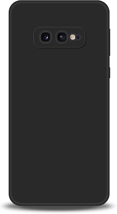 Compatible with Samsung Galaxy S10e Case,with Camera Lens Protector Ultra Slim Liquid Silicone Cover Anti-Scratch Shockproof Case-Black