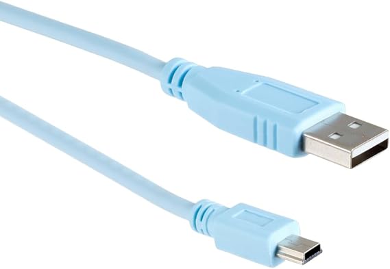 Cisco Compatible USB Console Cable 6ft, USB-A to Mini-B | Replacement for Cisco CAB-Console-USB and 37-1090-01, for Routers, Switches, and Firewalls, Light Blue