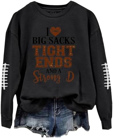 Football Sweatshirt for Women Game Day Sweater Funny Letter Printed Graphic Pullover Football Season Tops