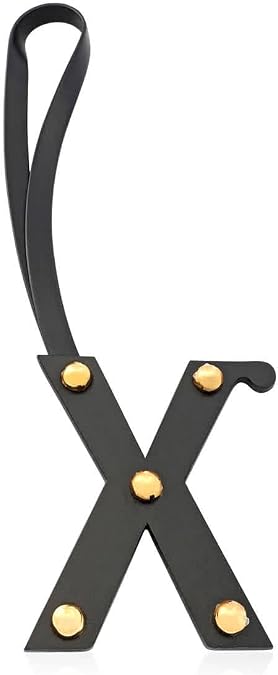 BURBERRY Letter X Stud Leather Charm in Black and Light Gold
