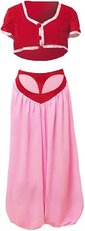 Women's I Dream of Jeannie Cosplay Jeannie Costume Red Dress Halloween Outfits Suit