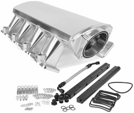 Low Profile Intake Manifold LS1 LS2 LS6 102mm w MAP Sensor Port Fuel Rail (Silver)