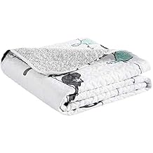 Lush Decor Rowley Birds Reversible Throw Blanket, 50" W x 60" L, Navy - Throw Blankets for Bed - Couch Blanket - Farmhouse Throw Blanket for Couch