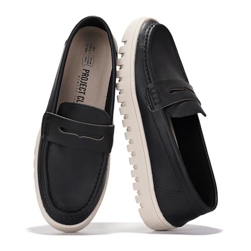 Project Cloud 100% Genuine Leather Loafers for Women Memory Foam Insoles Slip On Shoes for Women Lightweight Womens Shoes Non Slip Womens Loafers Filide1