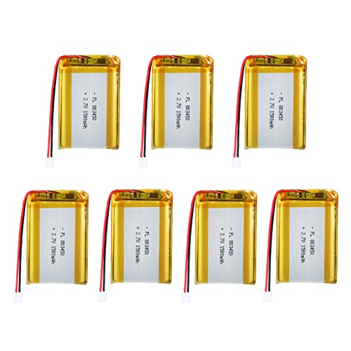 7X 3.7V 1500mAh 803450 Lipo Battery Rechargeable Lithium Polymer ion Battery with JST Connector