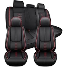Car Seat Covers for Ford Bronco Sport 2021-2024 2025,Waterproof Leather Seat Covers 5-Seats Standard,Interior Accessories with Airbag,Automobile Seat Cover Sets for Bronco Sport(Black+Red)