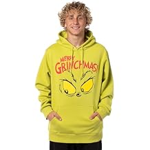 Mad Engine Dr Seuss Grinch Adult Merry Grinchmas Large Glaring Eyes Men's Graphic Print Hoodie Pullover Sweater