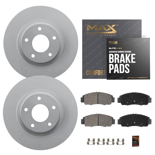 MAX Advanced Brakes - Rear Brake Kit For 2006-2015 Honda Civic, 2013-2015 Acura ILX, Acura CSX| Carbon Ceramic Brake and Rotor Kit| Daily Driving Geomet Coated Brake Rotors