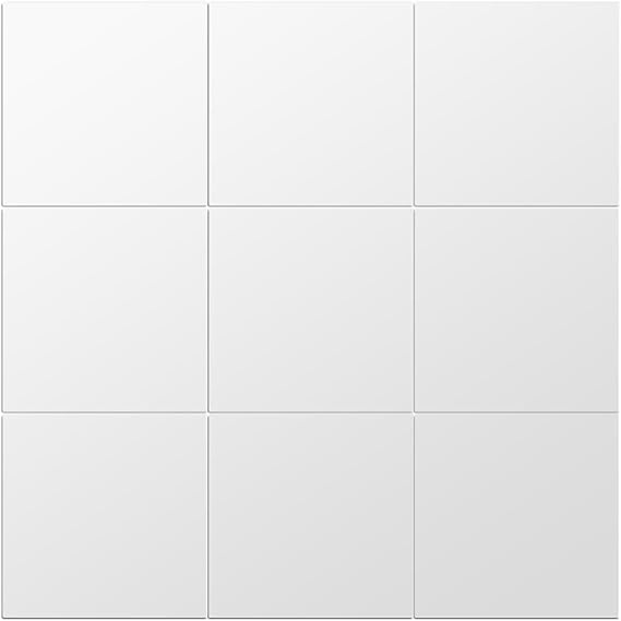 Mirror Tile Stickers Self-Adhesive 6x6 Inch Acrylic Mirror Decals (16 pcs) for Bathroom Wall Decor Kitchen Backsplash & Bedroom Accent Non-Glass 3D Square Wall Stickers