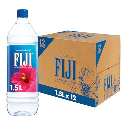FIJI Natural Artesian Bottled Water 1.5 Liters  50.7 Fl Ounce Pack of 12 - 100% Natural Electrolytes