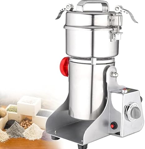 Commercial Electric Grain Mill Grinder - Stainless Steel Flour Mill for Nuts, Wheat, Corn - High-Efficiency Pulverizer Grinding Machine for Home & Business Use