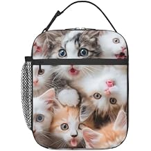 Cute Cat Lunch Box for Kids Girls Boys Kitten Lunch Bag Cooler Tote Reusable Insulated Lunch Bag Container Gifts for Office Picnic Travel Work School