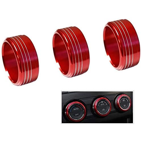 3pcs Red Anodized Aluminum Climate Control Knob Ring Covers for STI Impreza Forester XV Crosstrek Red