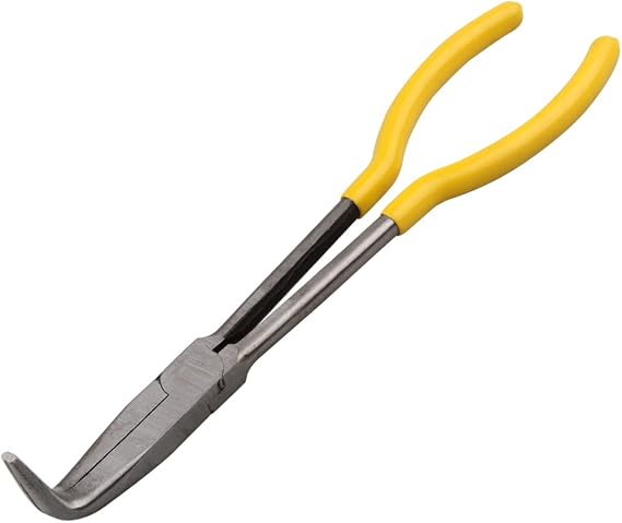 Long Reach Long Nose Pliers, 11" 90 Degree Bent Nose Pliers for Mechanics, Technicians or Home Repairing