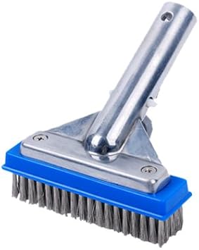 5" Pool Brush with 5" Aluminum Back and Handle- Stainless Steel Bristles - Blue Brush Body