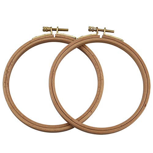 2 Pack 5 Inch Embroidery Hoop, Guofa 13CM Beech Wood Cross Stitch Hoops, Hanging Embroidery Frame Hoop for Decoration