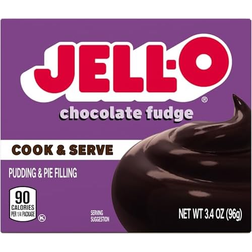 JELLO Chocolate Fudge Cook & Serve Pudding Mix 3.4oz Box, Pack of 6